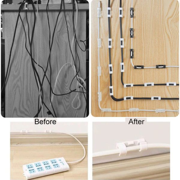 16 Pcs – Transparent Self-adhesive Wire / Cable Organizer Clips Buckle / Holder