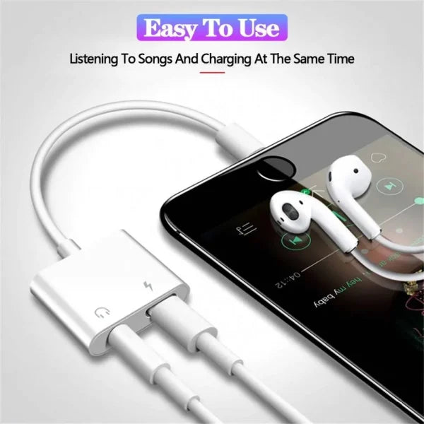 2-in-1 Dual Lightning Headphone Adapter Cable, Lightning 3.5mm, headphone Jack Adapter