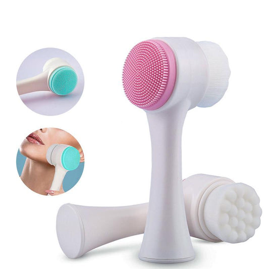 3D Double Side Silicone Facial Cleansing Brush Portable For Face Cleaning And Massage Tool