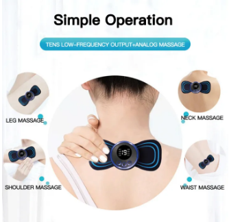 Mini Pulse Body Massager for Neck Pain Relief - EMS Butterfly Design for Men & Women