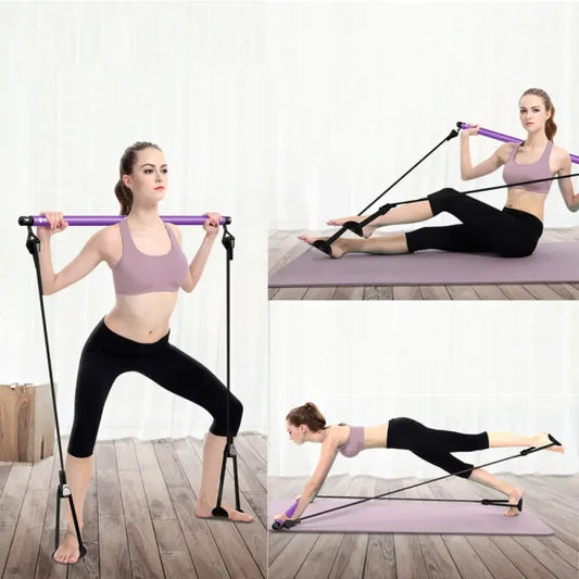 Portable Pilates Bar Stick & Resistance Bands for Home Fitness